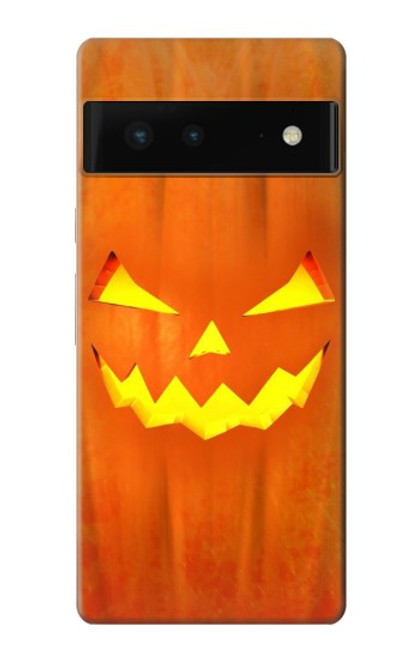 W3828 Pumpkin Halloween Hülle Schutzhülle Taschen und Leder Flip für Google Pixel 6