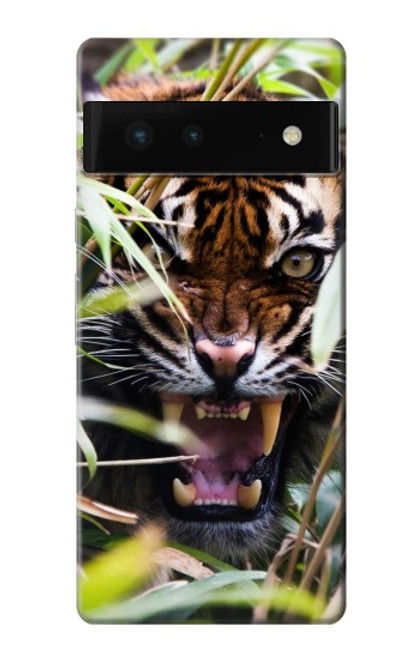 W3838 Barking Bengal Tiger Hülle Schutzhülle Taschen und Leder Flip für Google Pixel 6