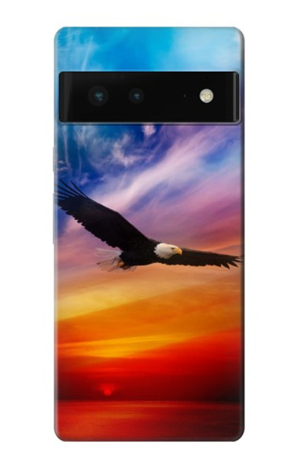 W3841 Bald Eagle Flying Colorful Sky Hülle Schutzhülle Taschen und Leder Flip für Google Pixel 6