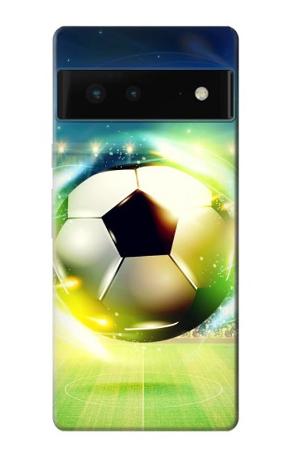 W3844 Glowing Football Soccer Ball Hülle Schutzhülle Taschen und Leder Flip für Google Pixel 6