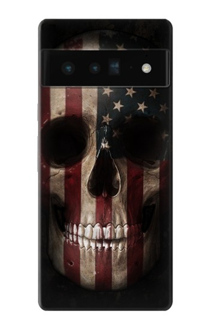 W3850 American Flag Skull Hülle Schutzhülle Taschen und Leder Flip für Google Pixel 6 Pro