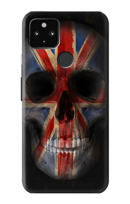 W3848 United Kingdom Flag Skull Hülle Schutzhülle Taschen und Leder Flip für Google Pixel 4a 5G