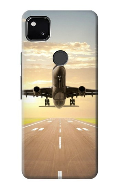 W3837 Airplane Take off Sunrise Hülle Schutzhülle Taschen und Leder Flip für Google Pixel 4a