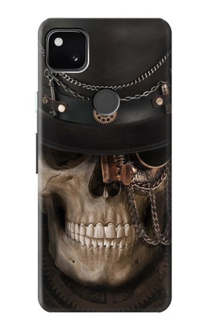 W3852 Steampunk Skull Hülle Schutzhülle Taschen und Leder Flip für Google Pixel 4a