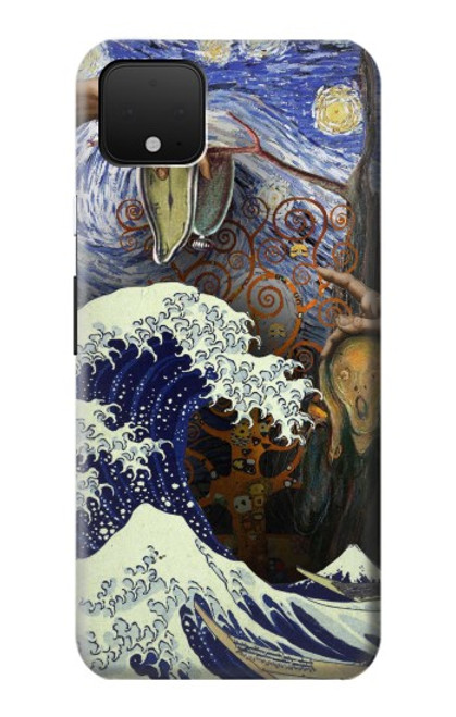 W3851 World of Art Van Gogh Hokusai Da Vinci Hülle Schutzhülle Taschen und Leder Flip für Google Pixel 4