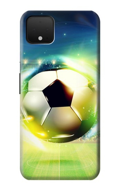 W3844 Glowing Football Soccer Ball Hülle Schutzhülle Taschen und Leder Flip für Google Pixel 4 XL