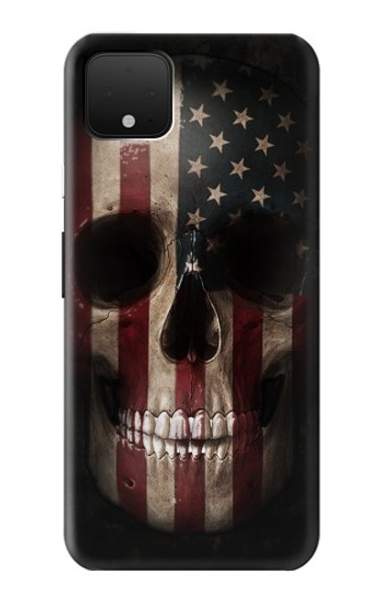 W3850 American Flag Skull Hülle Schutzhülle Taschen und Leder Flip für Google Pixel 4 XL