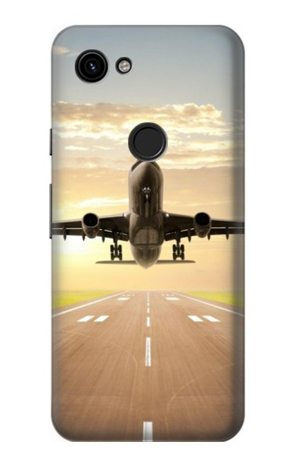 W3837 Airplane Take off Sunrise Hülle Schutzhülle Taschen und Leder Flip für Google Pixel 3a