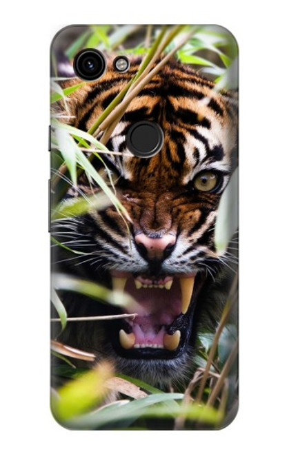 W3838 Barking Bengal Tiger Hülle Schutzhülle Taschen und Leder Flip für Google Pixel 3a