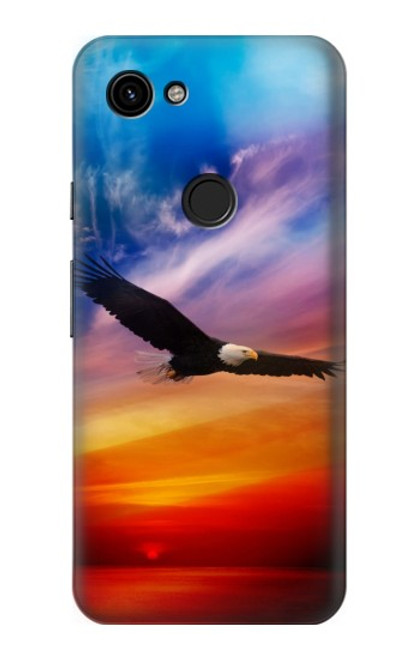 W3841 Bald Eagle Flying Colorful Sky Hülle Schutzhülle Taschen und Leder Flip für Google Pixel 3a