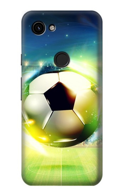 W3844 Glowing Football Soccer Ball Hülle Schutzhülle Taschen und Leder Flip für Google Pixel 3a