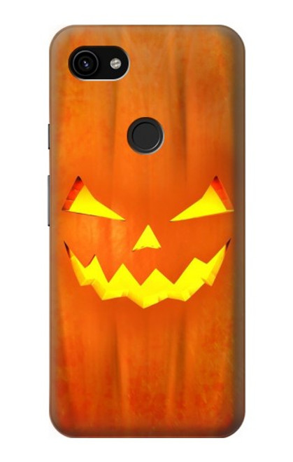 W3828 Pumpkin Halloween Hülle Schutzhülle Taschen und Leder Flip für Google Pixel 3a XL