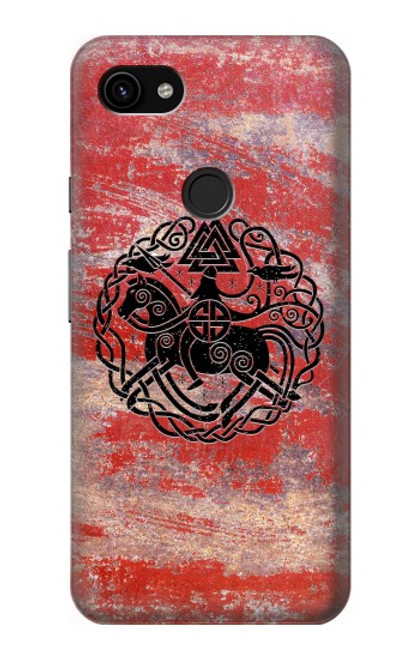 W3831 Viking Norse Ancient Symbol Hülle Schutzhülle Taschen und Leder Flip für Google Pixel 3a XL