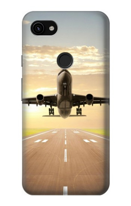 W3837 Airplane Take off Sunrise Hülle Schutzhülle Taschen und Leder Flip für Google Pixel 3a XL