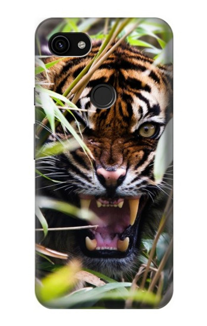 W3838 Barking Bengal Tiger Hülle Schutzhülle Taschen und Leder Flip für Google Pixel 3a XL