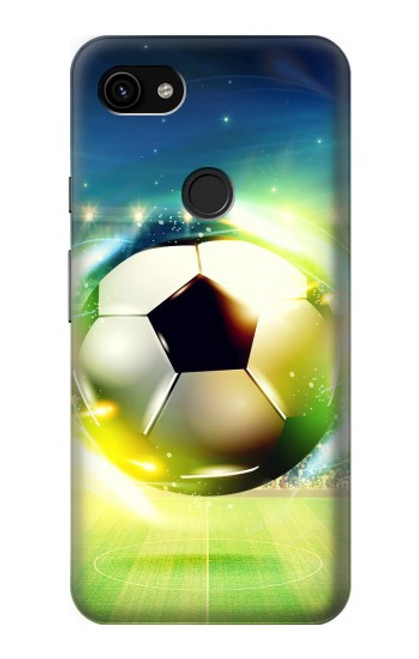W3844 Glowing Football Soccer Ball Hülle Schutzhülle Taschen und Leder Flip für Google Pixel 3a XL