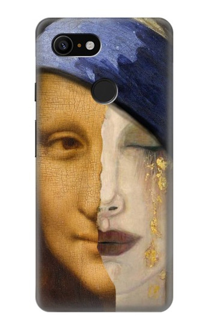 W3853 Mona Lisa Gustav Klimt Vermeer Hülle Schutzhülle Taschen und Leder Flip für Google Pixel 3