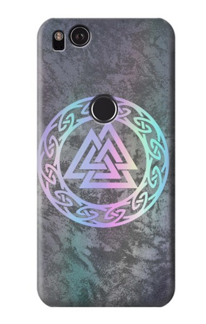 W3833 Valknut Odin Wotans Knot Hrungnir Heart Hülle Schutzhülle Taschen und Leder Flip für Google Pixel 2