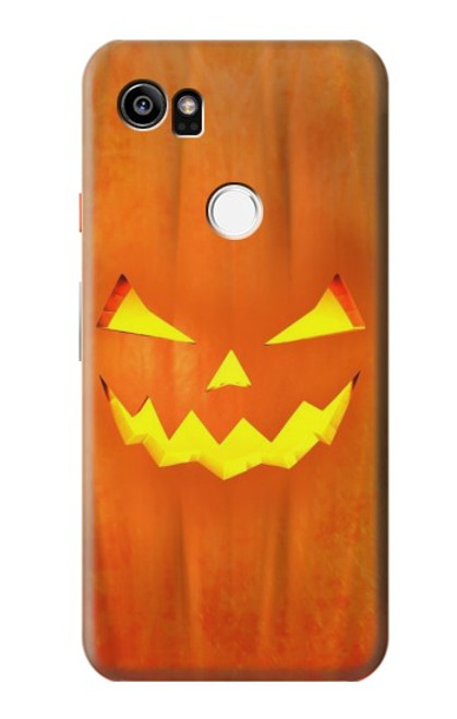 W3828 Pumpkin Halloween Hülle Schutzhülle Taschen und Leder Flip für Google Pixel 2 XL