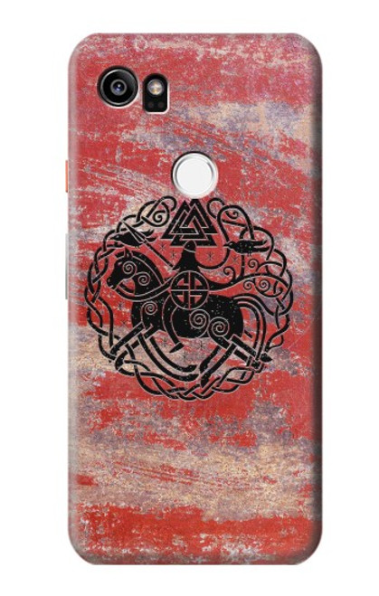 W3831 Viking Norse Ancient Symbol Hülle Schutzhülle Taschen und Leder Flip für Google Pixel 2 XL