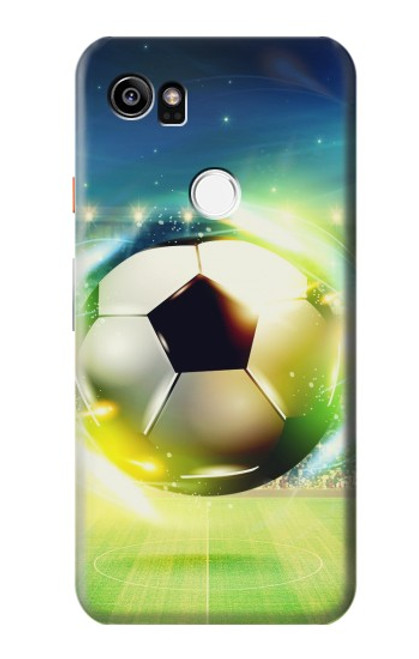 W3844 Glowing Football Soccer Ball Hülle Schutzhülle Taschen und Leder Flip für Google Pixel 2 XL