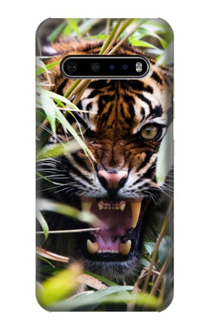 W3838 Barking Bengal Tiger Hülle Schutzhülle Taschen und Leder Flip für LG V60 ThinQ 5G