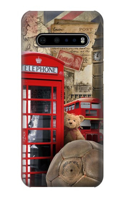 W3856 Vintage London British Hülle Schutzhülle Taschen und Leder Flip für LG V60 ThinQ 5G