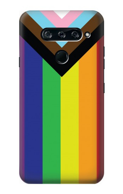 W3846 Pride Flag LGBT Hülle Schutzhülle Taschen und Leder Flip für LG V40, LG V40 ThinQ