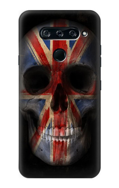 W3848 United Kingdom Flag Skull Hülle Schutzhülle Taschen und Leder Flip für LG V40, LG V40 ThinQ