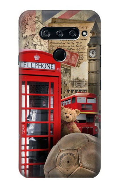 W3856 Vintage London British Hülle Schutzhülle Taschen und Leder Flip für LG V40, LG V40 ThinQ