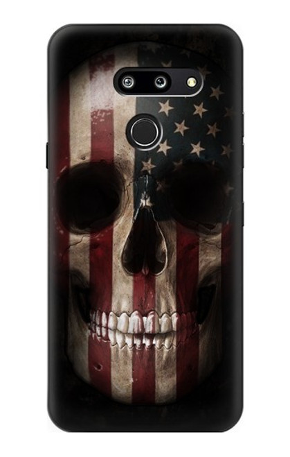 W3850 American Flag Skull Hülle Schutzhülle Taschen und Leder Flip für LG G8 ThinQ