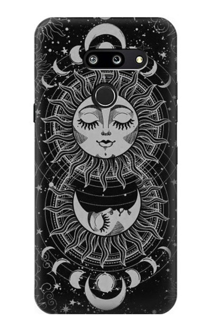 W3854 Mystical Sun Face Crescent Moon Hülle Schutzhülle Taschen und Leder Flip für LG G8 ThinQ