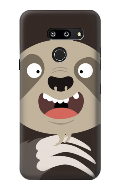 W3855 Sloth Face Cartoon Hülle Schutzhülle Taschen und Leder Flip für LG G8 ThinQ