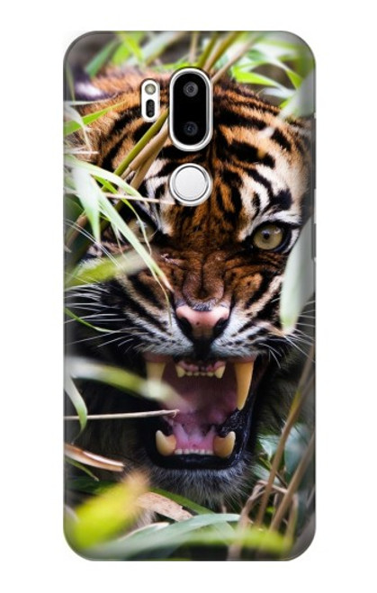 W3838 Barking Bengal Tiger Hülle Schutzhülle Taschen und Leder Flip für LG G7 ThinQ