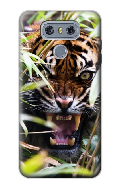 W3838 Barking Bengal Tiger Hülle Schutzhülle Taschen und Leder Flip für LG G6