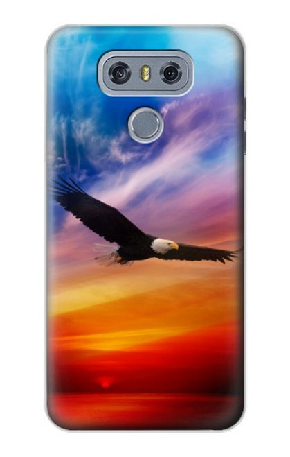W3841 Bald Eagle Flying Colorful Sky Hülle Schutzhülle Taschen und Leder Flip für LG G6