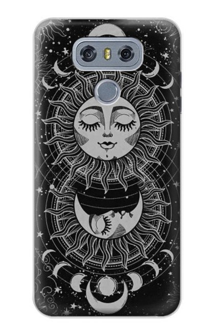 W3854 Mystical Sun Face Crescent Moon Hülle Schutzhülle Taschen und Leder Flip für LG G6