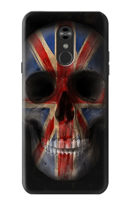 W3848 United Kingdom Flag Skull Hülle Schutzhülle Taschen und Leder Flip für LG Q Stylo 4, LG Q Stylus