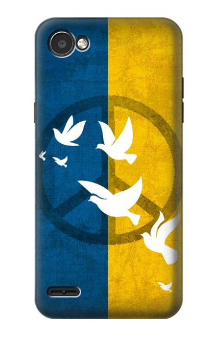 W3857 Peace Dove Ukraine Flag Hülle Schutzhülle Taschen und Leder Flip für LG Q6