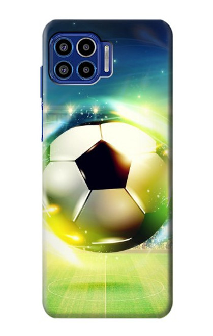W3844 Glowing Football Soccer Ball Hülle Schutzhülle Taschen und Leder Flip für Motorola One 5G