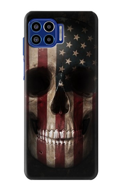 W3850 American Flag Skull Hülle Schutzhülle Taschen und Leder Flip für Motorola One 5G