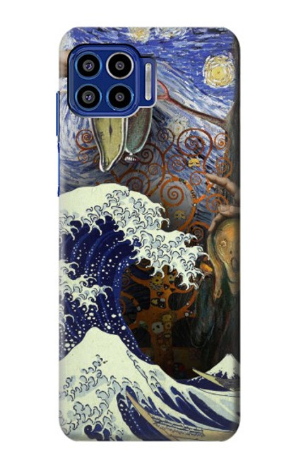 W3851 World of Art Van Gogh Hokusai Da Vinci Hülle Schutzhülle Taschen und Leder Flip für Motorola One 5G