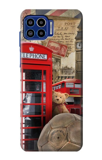 W3856 Vintage London British Hülle Schutzhülle Taschen und Leder Flip für Motorola One 5G