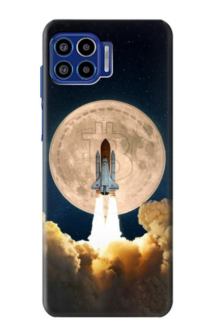 W3859 Bitcoin to the Moon Hülle Schutzhülle Taschen und Leder Flip für Motorola One 5G