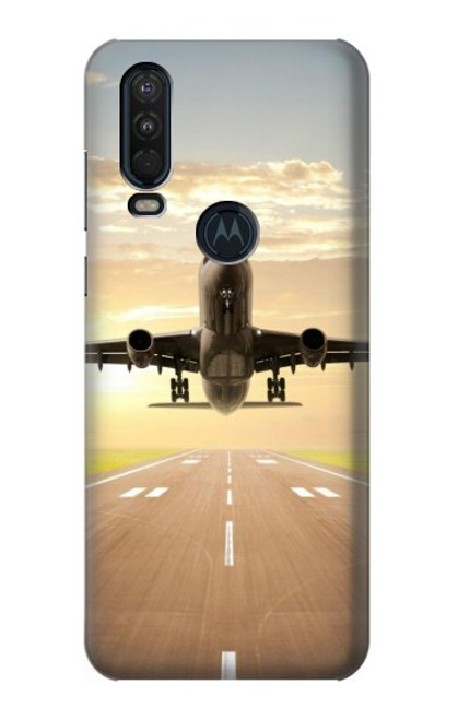 W3837 Airplane Take off Sunrise Hülle Schutzhülle Taschen und Leder Flip für Motorola One Action (Moto P40 Power)