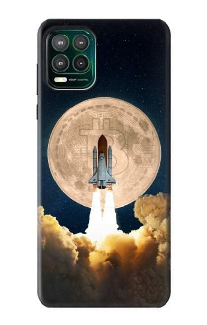 W3859 Bitcoin to the Moon Hülle Schutzhülle Taschen und Leder Flip für Motorola Moto G Stylus 5G