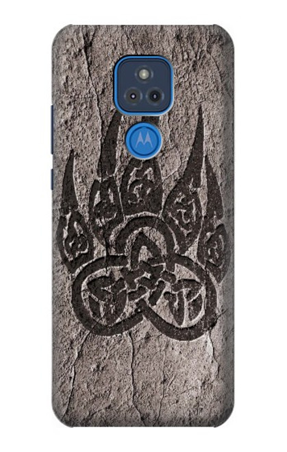 W3832 Viking Norse Bear Paw Berserkers Rock Hülle Schutzhülle Taschen und Leder Flip für Motorola Moto G Play (2021)