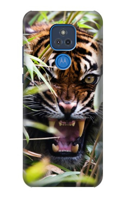 W3838 Barking Bengal Tiger Hülle Schutzhülle Taschen und Leder Flip für Motorola Moto G Play (2021)