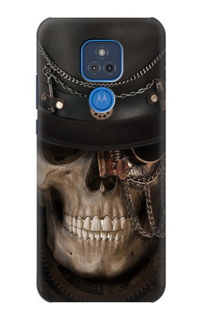 W3852 Steampunk Skull Hülle Schutzhülle Taschen und Leder Flip für Motorola Moto G Play (2021)