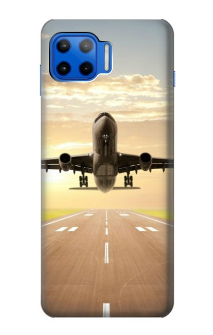 W3837 Airplane Take off Sunrise Hülle Schutzhülle Taschen und Leder Flip für Motorola Moto G 5G Plus